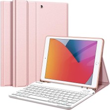 MUJGAN Apple iPad 7. Nesil 10.2" ile Uyumlu Kılıf Kablosuz Klavyeli Case Mobax A2197 A2198 A2200 Rose Gold