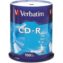 MUJGAN Verbatim Cd-R Discs, 700 Mb/80 Dk, 52 X, Spindle, Gümüş, 100/PAKET, 94554