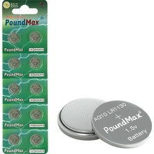 MUJGAN 10 x Poundmax AG10, LR54,1,5V Alkalin Düğme Pil