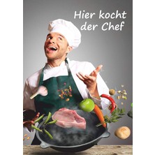 MUJGAN Hier Kocht Der Chef: Rezeptbuch Zum Selberschreiben - 60 Lieblingsrezepte Mit Register Ins Eigene Kochbuch Eintragen - 2 Seiten Pro Rezept Im Notizbuch 17X24 cm - Motiv Chefkoch