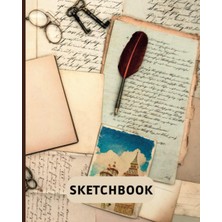 MUJGAN Old Letter Sketchbook, Ideal For Drawing, Brainstorming, Doodling, 110 Blank Pages, Sketch Book For Artist, Designer.