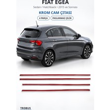 Trobus Fiat Egea 2015 ve Sonrası Uyumlu Krom Cam Çıtası 4 Parça Paslanmaz Çelik Extra Seri