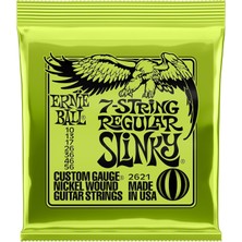 MUJGAN Ernie Ball Normal Slinky 7 Telli Nikel Yara Elektro Gitar Telleri, Ölçü 10-56