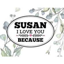 MUJGAN Susan I Love You Because: Love Book Personalized Birthday Books For Adults With Prompted Guided Fill In The Blank Journal Memory Book, I Love About ... Gift ... Birthday Christmas Greeting Card
