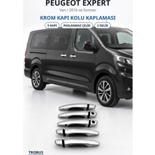 Trobus Peugeot Expert 2016 ve Sonrası Krom Kapı Kolu Kaplaması 5 Kapı Paslanmaz Çelik 2 Delik 2 Sürgü