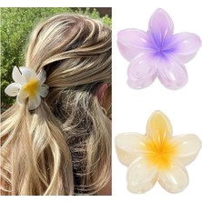 MUJGAN 2 Adet Mor Beyaz, Lotus Saç Tokası Kadın Saç Tokası Lotus Çiçeği Toka, Büyük Boy 8 cm (Mor ve Beyaz Renk)