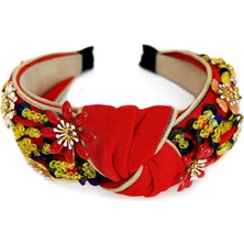 MUJGAN Qtmy Yapay Elmas Kristal Geniş Saç Bantları Düğüm Türban Moda Vintage Saç Bandı Elastik Saç Çemberleri Kadınlar Kızlar Için Saç Aksesuarları, Mor (Kırmızı 1)