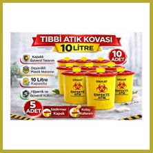 Bezos Tıbbi Atık Kovası 10 Litre 10 Adet Kapaklı Tıbbi Atık Kutusu Enfekte Atık Kovası Seti Bcks