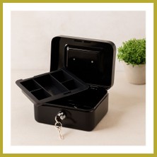 Bezos Anahtarlı Metal Para Kutusu 15X12X8 cm - 6 Bölmeli Taşıma Kulplu Bcks
