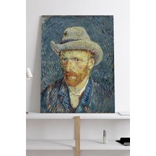 MUJGAN Postermanya (PSTER18896) Gri Fötr Şapkalı Otoportre - Van Gogh Sanatsal Kanvas Tablo 30 x 40