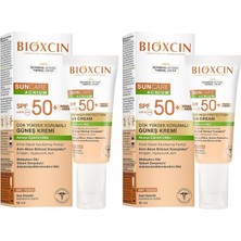 MUJGAN Bioxcin Sun Care Akneye Eğilimli Ciltler Için Renkli Güneş Kremi 50 Spf - Akne, Dry Touch, Mat Tinted (2 Paketi)