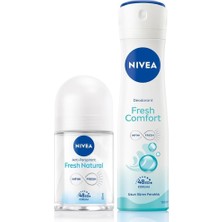 MUJGAN Kadın Sprey Deodorant Fresh Comfort 150ML ve Mini Roll-On Fresh Natural 25ML, Ter Karşıtı Koruma