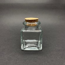 MUJGAN 40 ml Cam Kare Kavanoz Mantar Tıpalı - 40CC Köşeli Kavanoz, Mantar Tıpalı Cam Şişe x 10 Adet
