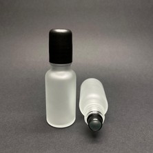 MUJGAN 20 ml Buzlu Cam Roll On Şişesi, Siyah Kapaklı Cam Esans Şişesi 20 cc x 3 Adet