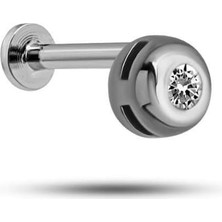 MUJGAN Nereze 925 Ayar Gümüş Rodyumlu Minimal Zirkon Taşlı Pırlanta Montürlü Tragus Piercing Küpe