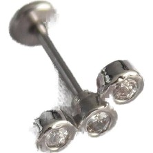 MUJGAN 316L Çelik Gümüş Renk Zirkon Taşlı Tragus Piercing - TJ-PR1349