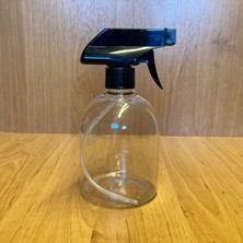 MUJGAN 500 ml Siyah Tetik Spreyli Şeffaf Tombul Plastik Şişe, 500 cc Spreyli Plastik Şişe x 4 Adet