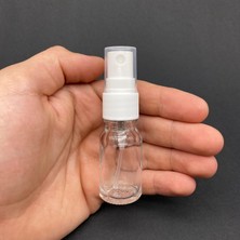 MUJGAN 10 ml Şeffaf Cam Şişe Beyaz Spreyli, 10CC Şeffaf Spreyli Boş Şişe x 6 Adet