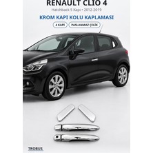 Trobus Renault Clio 4 2012-2019 Uyumlu Krom Kapı Kolu Kaplaması 4 Kapı Paslanmaz Çelik