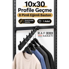 Raf Sanatı 1 Adet - Eğik Baston - 10X30 Profile Geçme - Ab-1 Uyumlu Pimli Baston Askılık 35 cm Mağaza Raf Askılık Aparatı Siyah