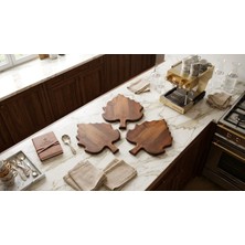 Famwood Art 3'lü Ahşap Çınar Yaprağı ,organizer,çok Amaçlı Stand Kesme Tahtası 21 cm x 28 cm