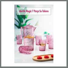 Bezos Akrilik Mürdüm Sürahi 2,3 Lt ve 6'lı & Su Meşrubat Kahve Yanı Bardağı 400 ml Seti ( Cam Değildir ) Mmbz