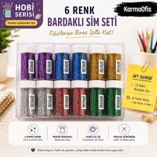 KarmaOfis 6 Renk Bardaklı Sim Seti – Hobi, El Işi ve Dekorasyon Için Parlak Sim | 12'li
