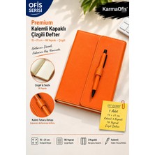 KarmaOfis Turuncu 15X21 cm Kalemli Kapaklı Çizgili Defter 96 Yaprak 3 Kapaklı – 7 Renk Seçeneği
