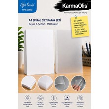 KarmaOfis A4 Spiral Cilt Kapağı Seti 160 Mikron – Beyaz Renkli ve Şeffaf Ciltleme Kapakları 25'şer Adet