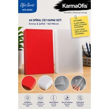 KarmaOfis A4 Spiral Cilt Kapağı Seti 160 Mikron – Kırmızı Renkli ve Şeffaf Ciltleme Kapakları 25'şer Adet