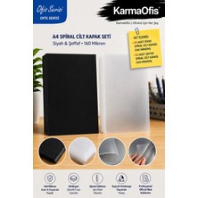 KarmaOfis A4 Spiral Cilt Kapağı Seti 160 Mikron – Siyah Renkli ve Şeffaf Ciltleme Kapakları 50'şer Adet