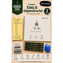 KarmaOfis Profesyonel Eskiz ve Gölgelendirme Seti | 25X35 cm 110 gr Resim Defteri, 12’li 5h-5b Dereceli Çizim Kalemi, Hamur Silgi ve Kalemtraş | Set 3