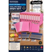 KarmaOfis Avukat Ofis Serisi Mega Pembe Arşiv Seti | 10 Paket Poşet Dosya + 200 Telli Dosya + 25 Geniş Klasör + Sekreterlik + Kalem Seti + Yapışkanlı Not Kağıdı