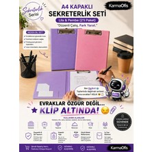 KarmaOfis Lila ve Pembe A4 Kapaklı Sekreterlik Seti (2’li Paket) | Dayanıklı Pvc Kaplama, Metal Mandallı, Iç Cepli