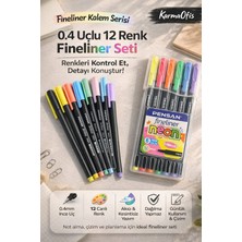KarmaOfis 0.4 Uçlu 12 Renk Fineliner Kalem Seti Neon & Pastel Pensan Ince Uç Çizim Kalemi Seti