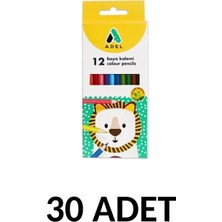 Adel 30 Adet Kuru Boya Kalemi 12 Renk Tam Boy