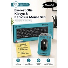 Everest KB-871U Q USB Kablolu Klavye ve 1600 Dpı 2.4 Ghz Kablosuz Mouse Seti Mavi