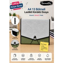 KarmaOfis A4 13 Bölmeli Lastikli Körüklü Dosya | Akordiyon Evrak Düzenleyici Dosya | Yeşil Renk