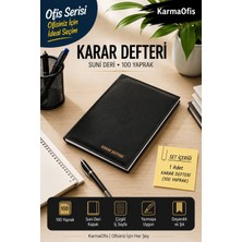 KarmaOfis Karar Defteri Seti 25X35 cm 100 Yaprak Siyah Suni Deri Çizgili Karar Defteri