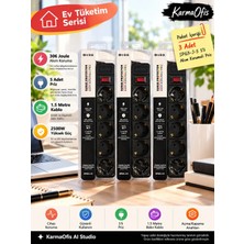 KarmaOfis Spg3-J-5 5’li Akım Korumalı Priz 1.5 Metre Kablo 306 Joule 2500W – 1 Adet Seçenekli