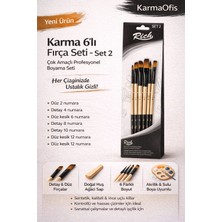KarmaOfis 6’lı Karma Fırça Seti Set 2–detay, Düz ve Düz Kesik Uçlu Profesyonel Boya Fırça (Akrilik&sulu Boya)