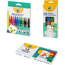 Adel 12'li Keçeli + Sulu Boya + Pastel Boya Set