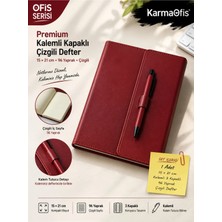 KarmaOfis Bordo 15X21 cm Kalemli Kapaklı Çizgili Defter 96 Yaprak 3 Kapaklı – 7 Renk Seçeneği