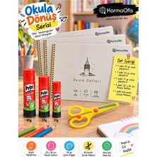 KarmaOfis Okula Dönüş Resim Defteri Seti | 3 Adet Resim Defteri | 25X35 cm 110 gr Çizim Kağıdı, Stick Yapıştırıcı ve Çocuk Makası