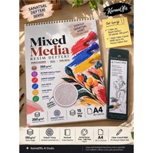 KarmaOfis Mixed Media Sanatsal Resim Defteri 350 gr 15 Yaprak A4 Spiralli Perforeli + Castell 9000 6'lı Eskiz Kalem Seti