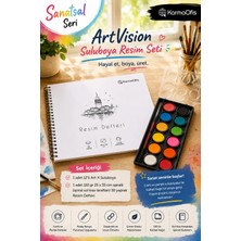 KarmaOfis Sanatsal Seri Art-X Suluboya Resim Seti | 25X35 cm 110 gr Spiralli Resim Defteri | 12 Renk