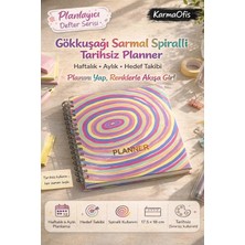 KarmaOfis Renkli Spiralli Tarihsiz Planner Defter|haftalık Aylık Ajanda ve Hedef Takip Planlayıcı (17.5X18 Cm)