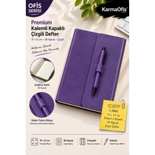 KarmaOfis Mor 15X21 cm Kalemli Kapaklı Çizgili Defter 96 Yaprak 3 Kapaklı – 7 Renk Seçeneği