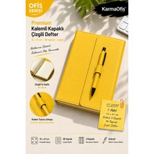 KarmaOfis Sarı 15X21 cm Kalemli Kapaklı Çizgili Defter 96 Yaprak 3 Kapaklı – 7 Renk Seçeneği