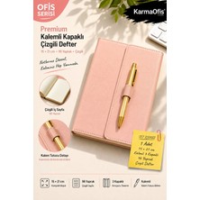 KarmaOfis Pudra Pembe 15X21 cm Kalemli Kapaklı Çizgili Defter 96 Yaprak 3 Kapaklı – 7 Renk Seçeneği